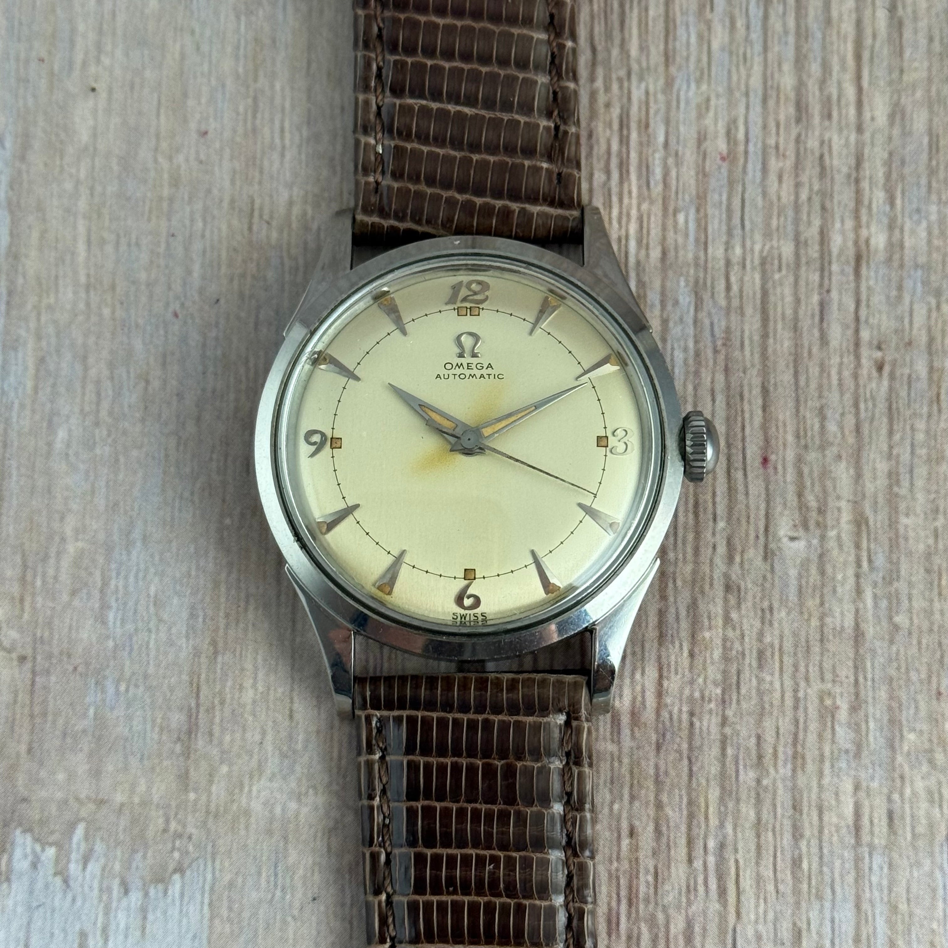 1950 Omega bumper automatic men’s Breguet dial wrist watch 33mm (2635-5)