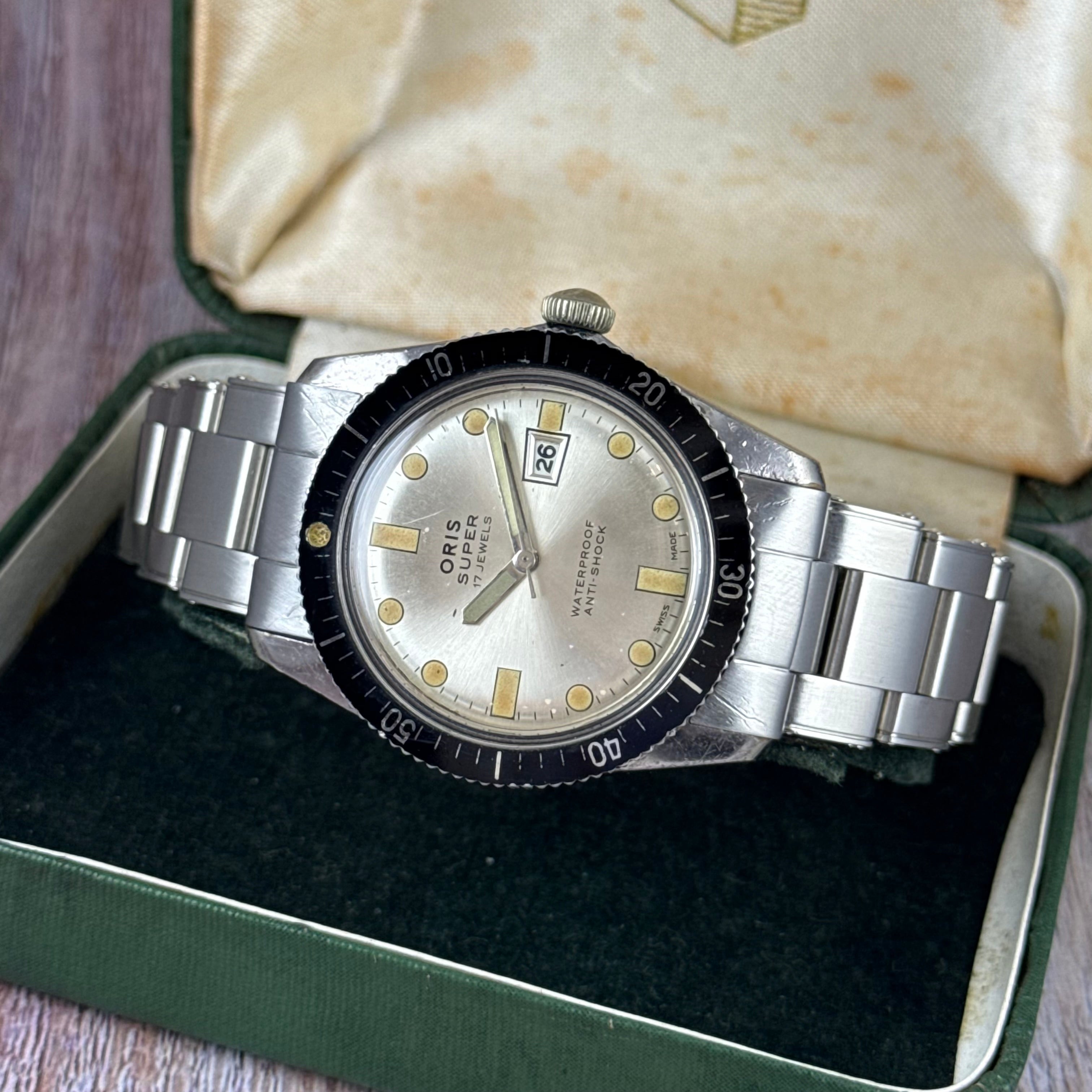 1960s Oris Super “sixty five” silver dial men’s divers watch boxed