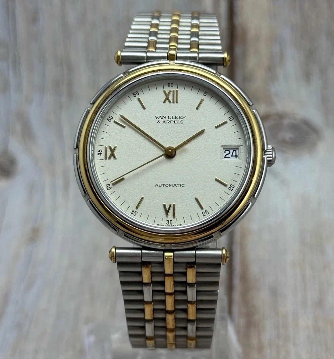 1990s Van Cleef & Arpels La Collection Watch solid 18ct Gold & Steel 34mm Unisex Men’s