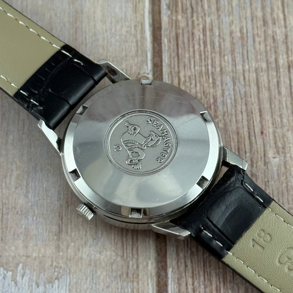 1966 Omega Seamaster Automatic men’s steel wrist watch ‘seahorse’ back