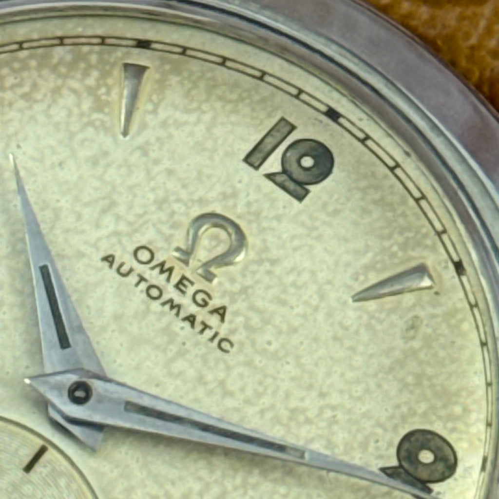 1950 Omega bumper automatic gents steel “deco Arabic” dial watch (2576-10)