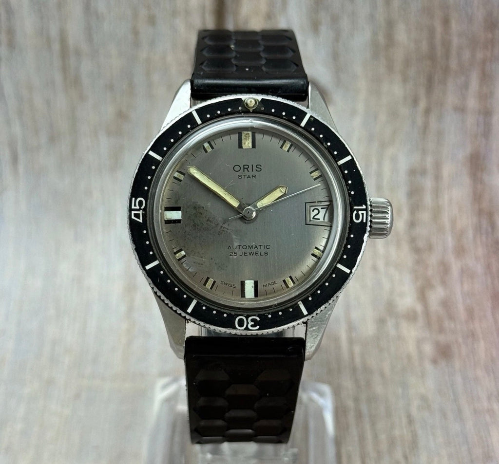 1960s Oris ‘big Crown’ Automatic Skin Divers Watch 36mm Vintage 25 Jewels