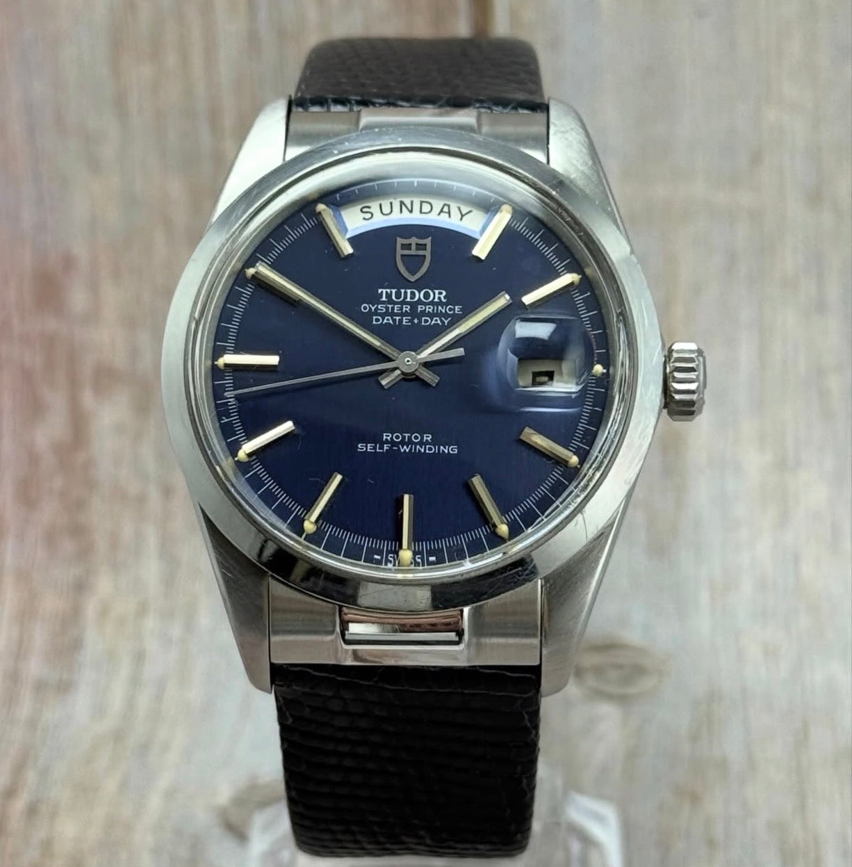 1971 Tudor Date-Day jumbo men’s automatic blue dial watch 38mm