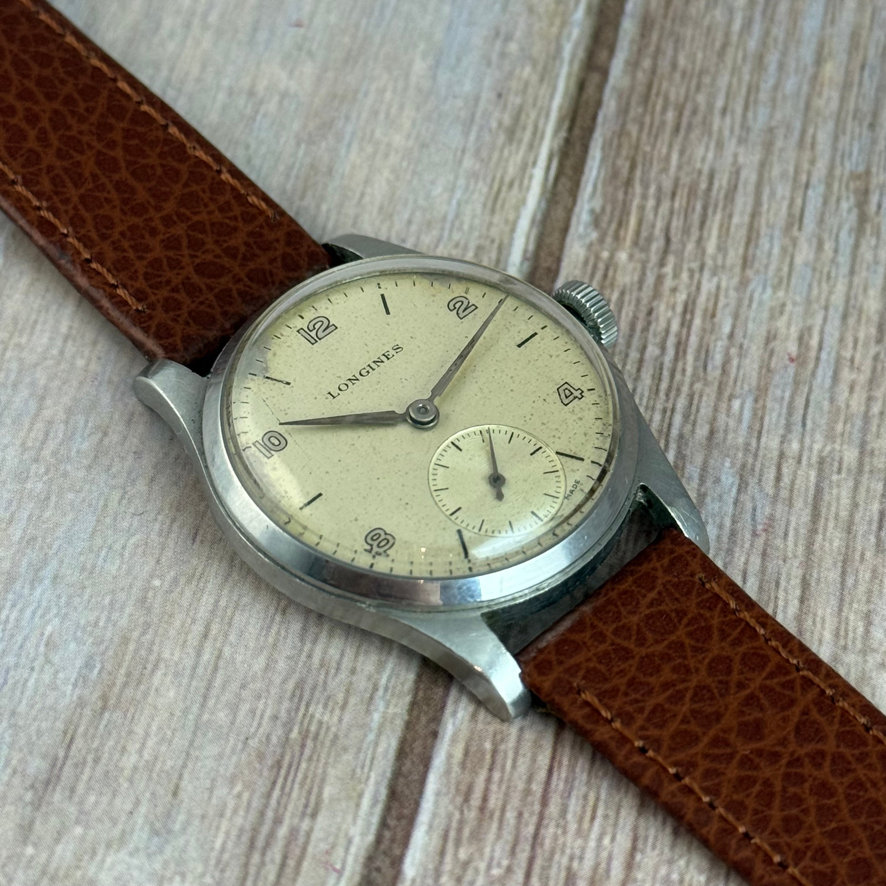 1950s Longines Arabic Dial Men’s Manual Wind Sub Dial Watch 31mm