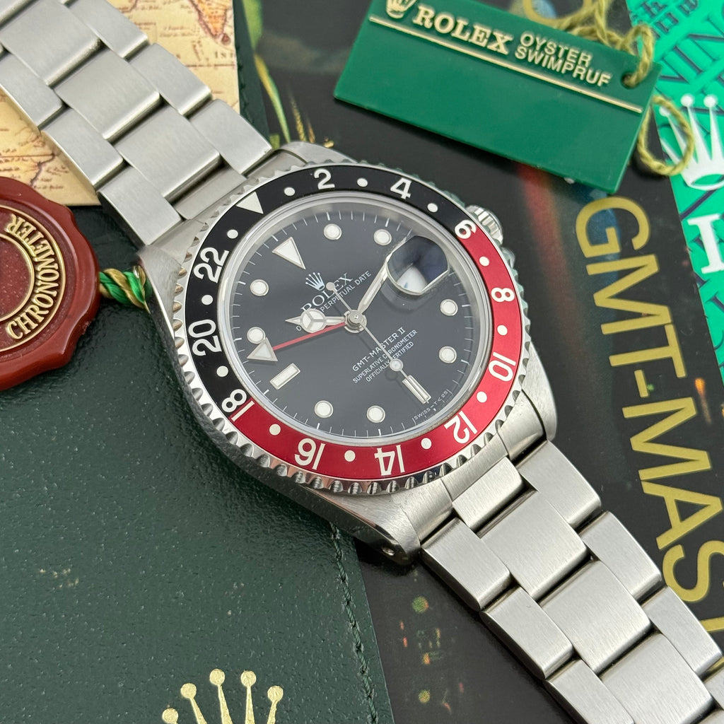 1993 Rolex GMT Master II ‘coke’ men’s steel wrist watch FULL COLLECTORS SET