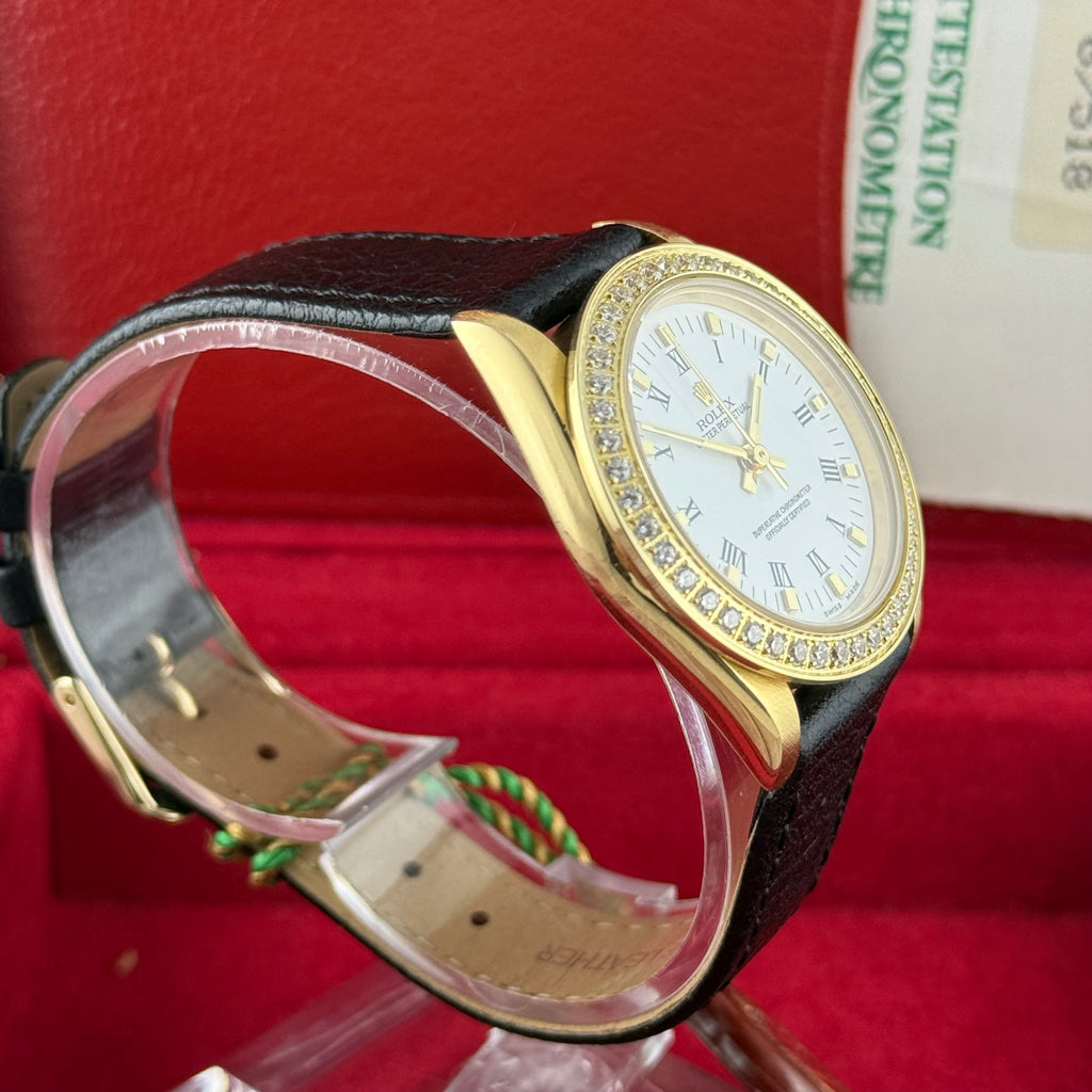 18ct Rolex Oyster Perpetual 31 Ladies Solid Gold Watch Box Papers 1996