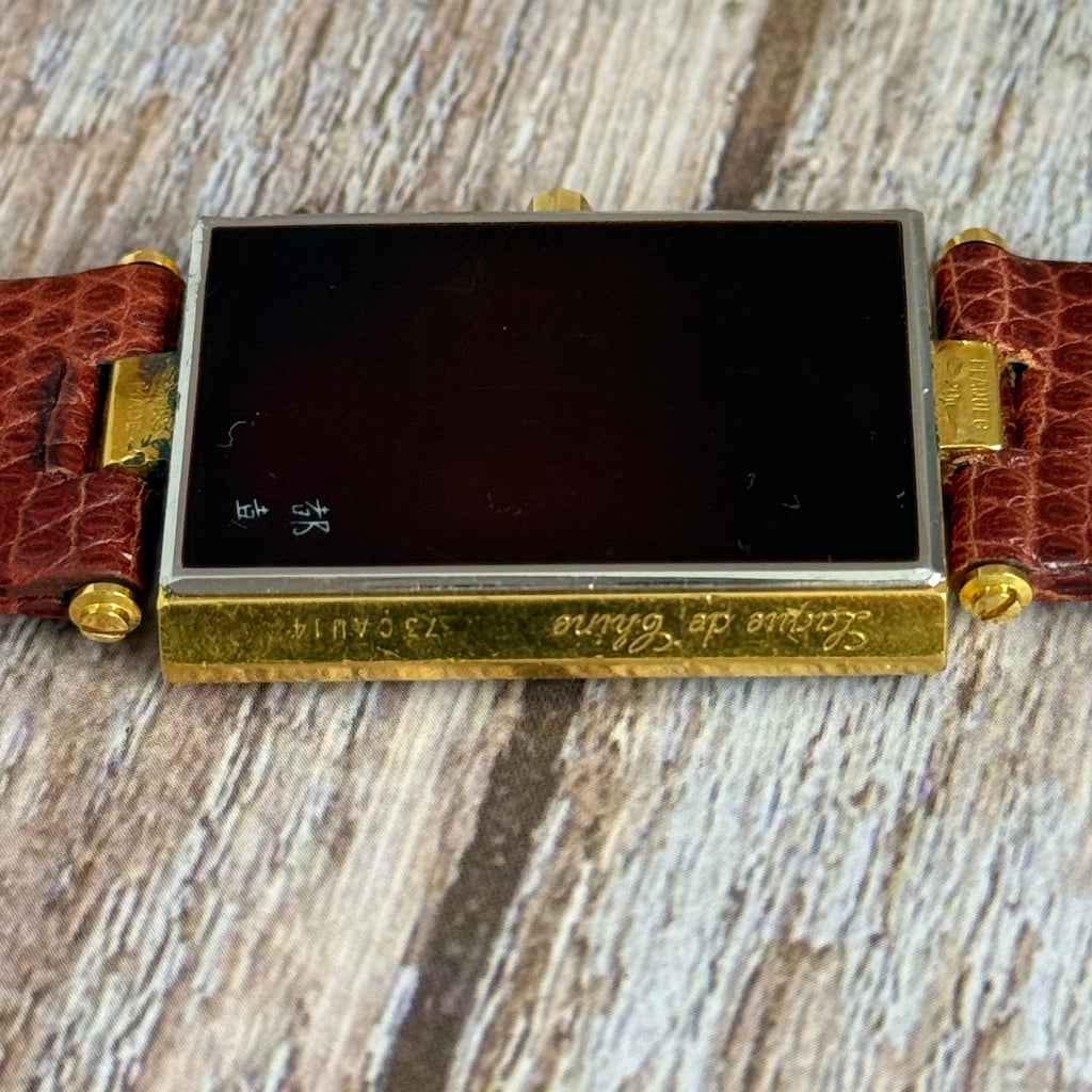1980s S T Dupont Chinese Lacquer Quartz Oversized Tank Mens Watch
