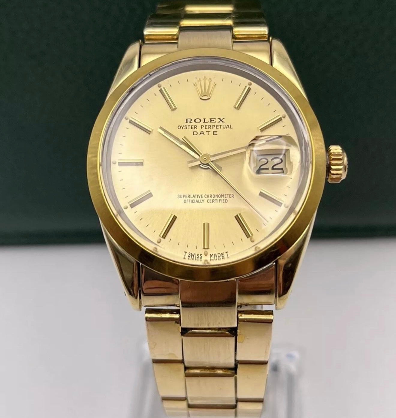 1985 Rolex oyster date gold shelled case 15505 men’s 34mm full set w bracelet