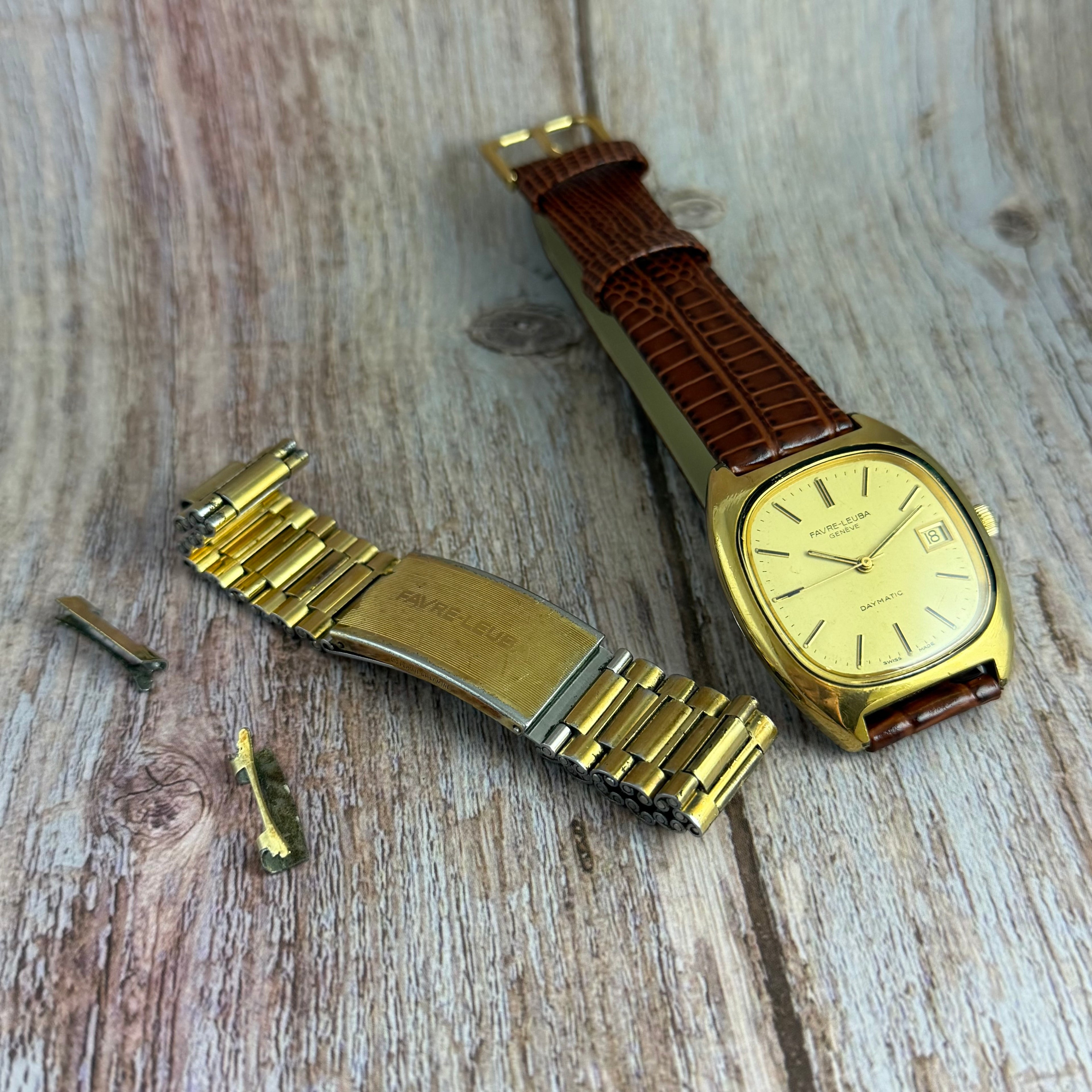 1970s Favre Leuba Daymatic Men’s Tv Case Wrist watch GP 35mm