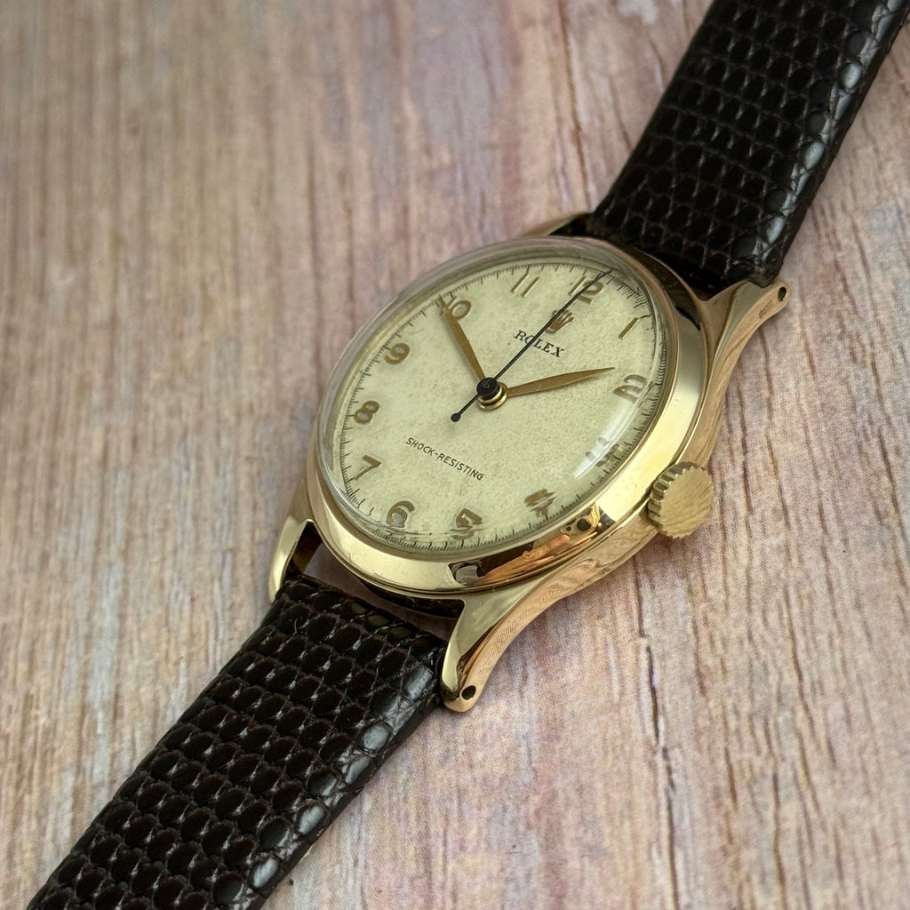 1947 Rolex 9ct gold men’s Manual wind wrist watch 30mm Arabic dial