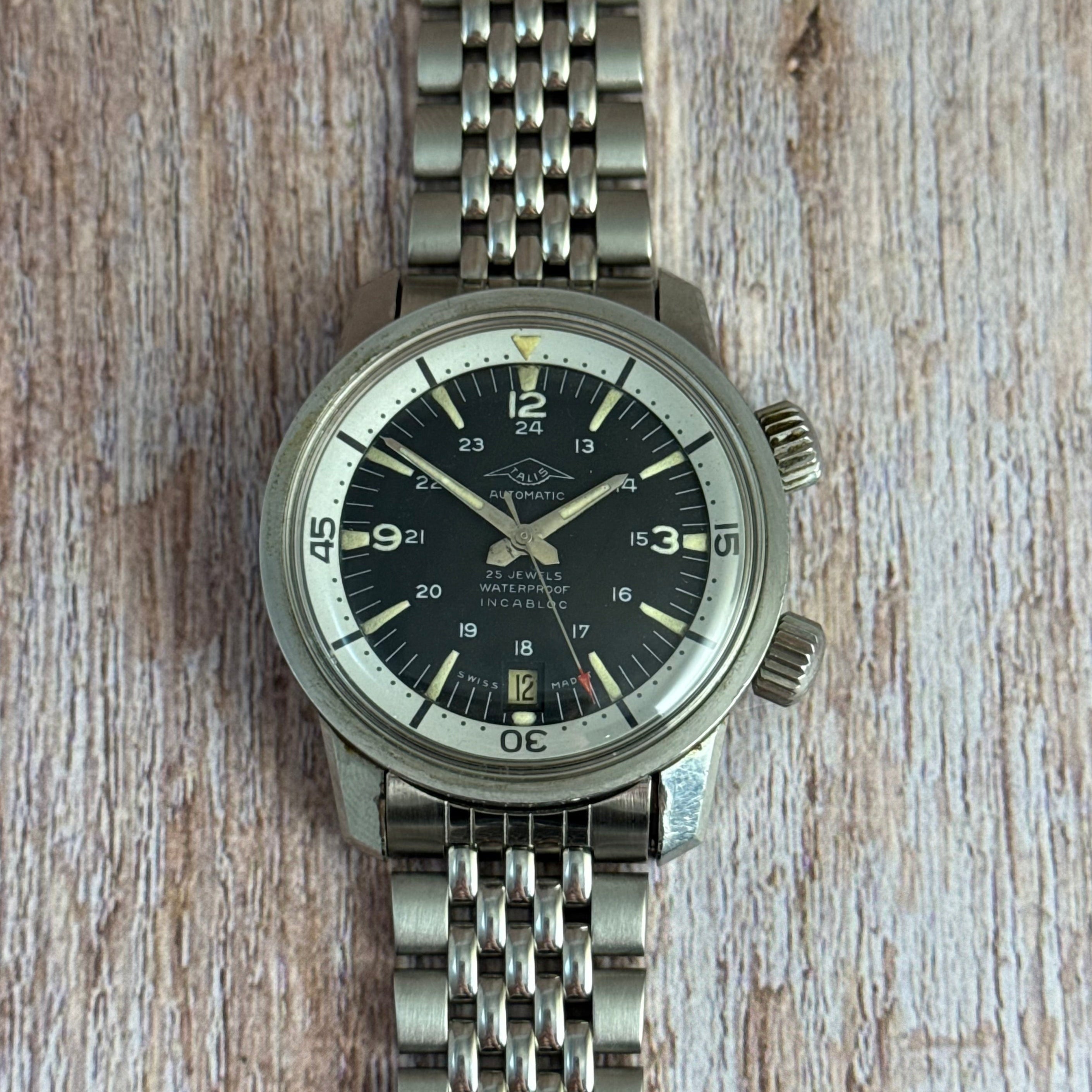 1960s Talis Super compressor men’s deep sea automatic divers watch 37mm