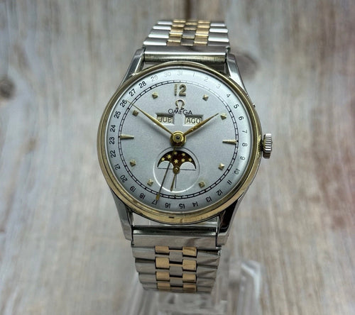 1948 Omega triple calendar moonphase men’s Manual wind watch