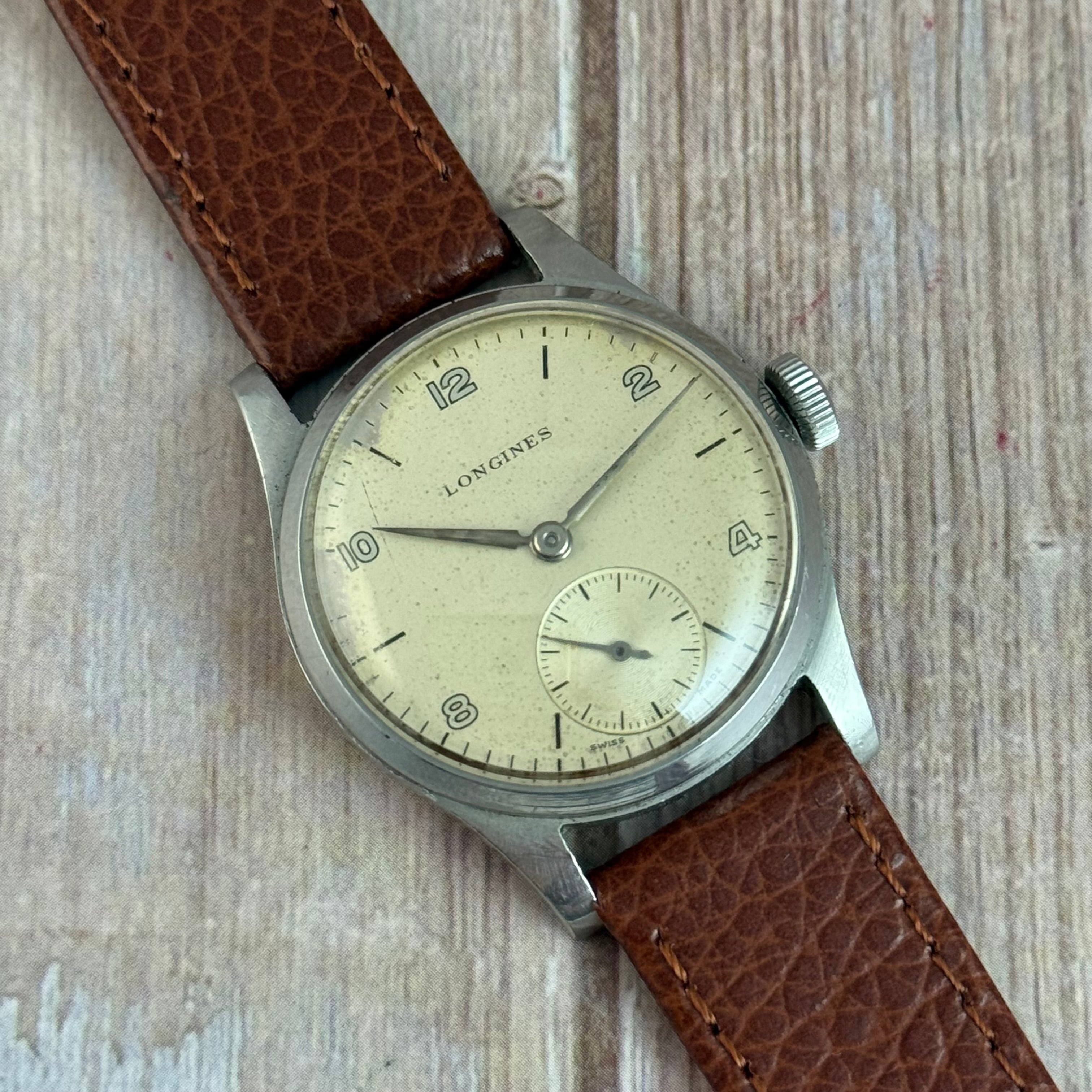 1950s Longines Arabic Dial Men’s Manual Wind Sub Dial Watch 31mm