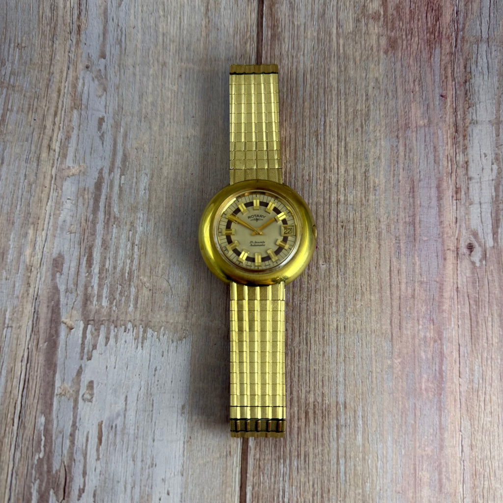 Space age ROTARY UFO men’s automatic divers watch 40mm gold plated