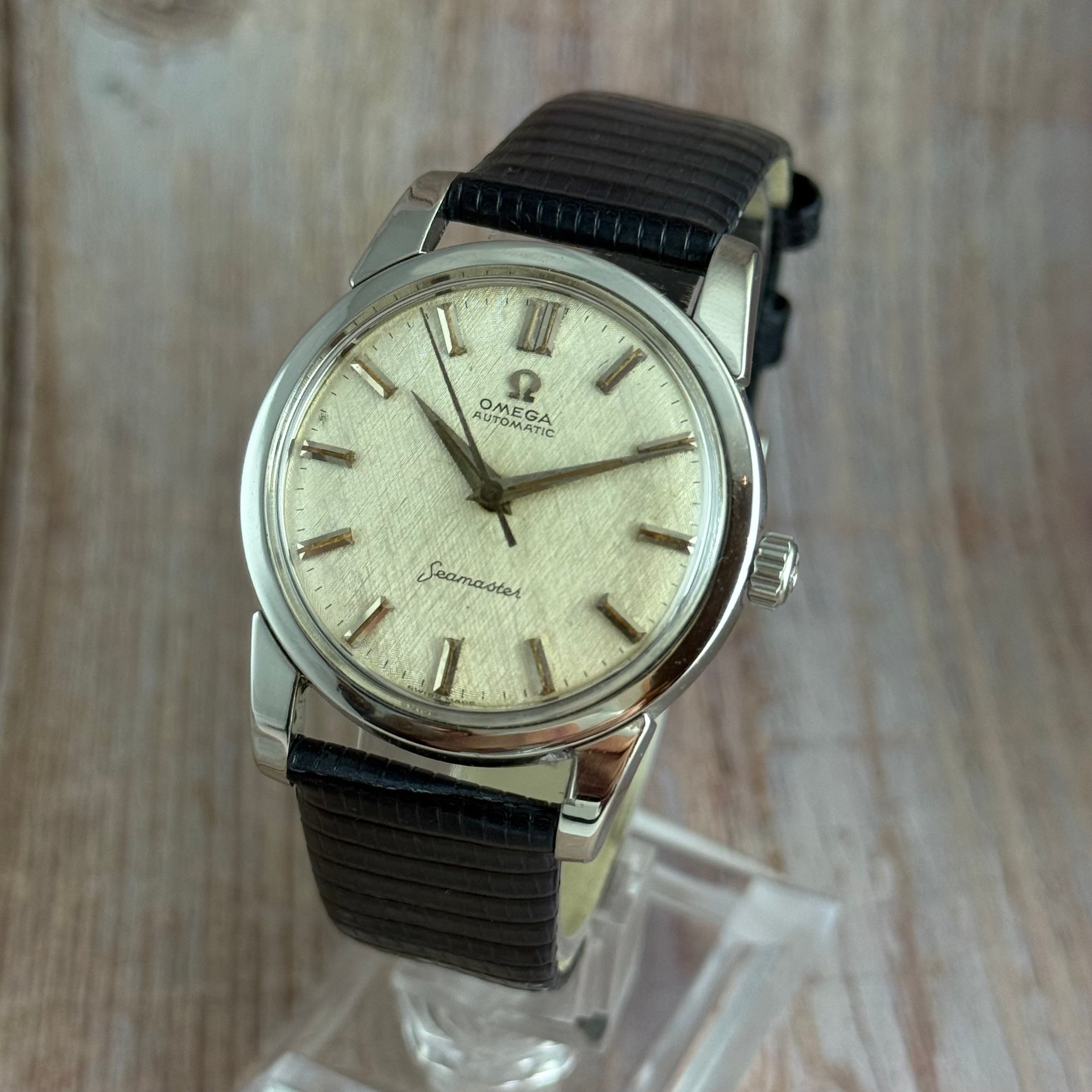 1961 Omega Seamaster Automatic Linen Dial Men’s Steel Watch 14761 1 SC SERVICED