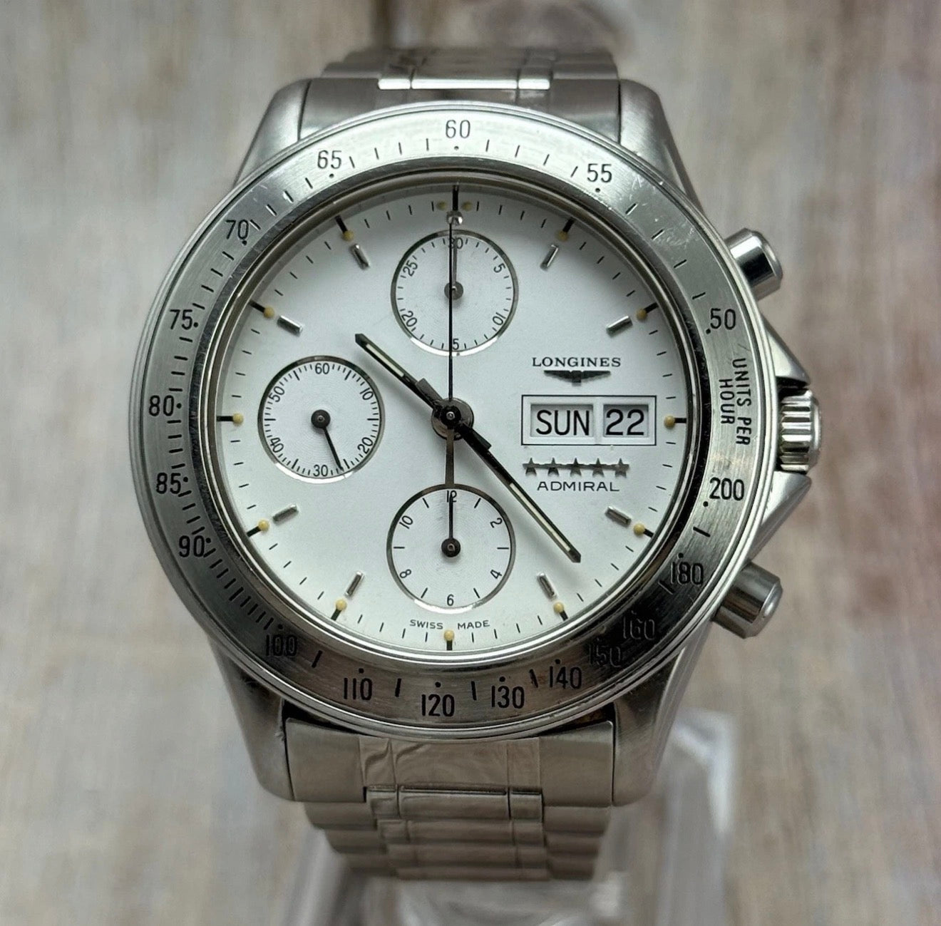 1998 Longines Admiral Automatic Chronograph Men’s Steel Watch 40mm Boxed