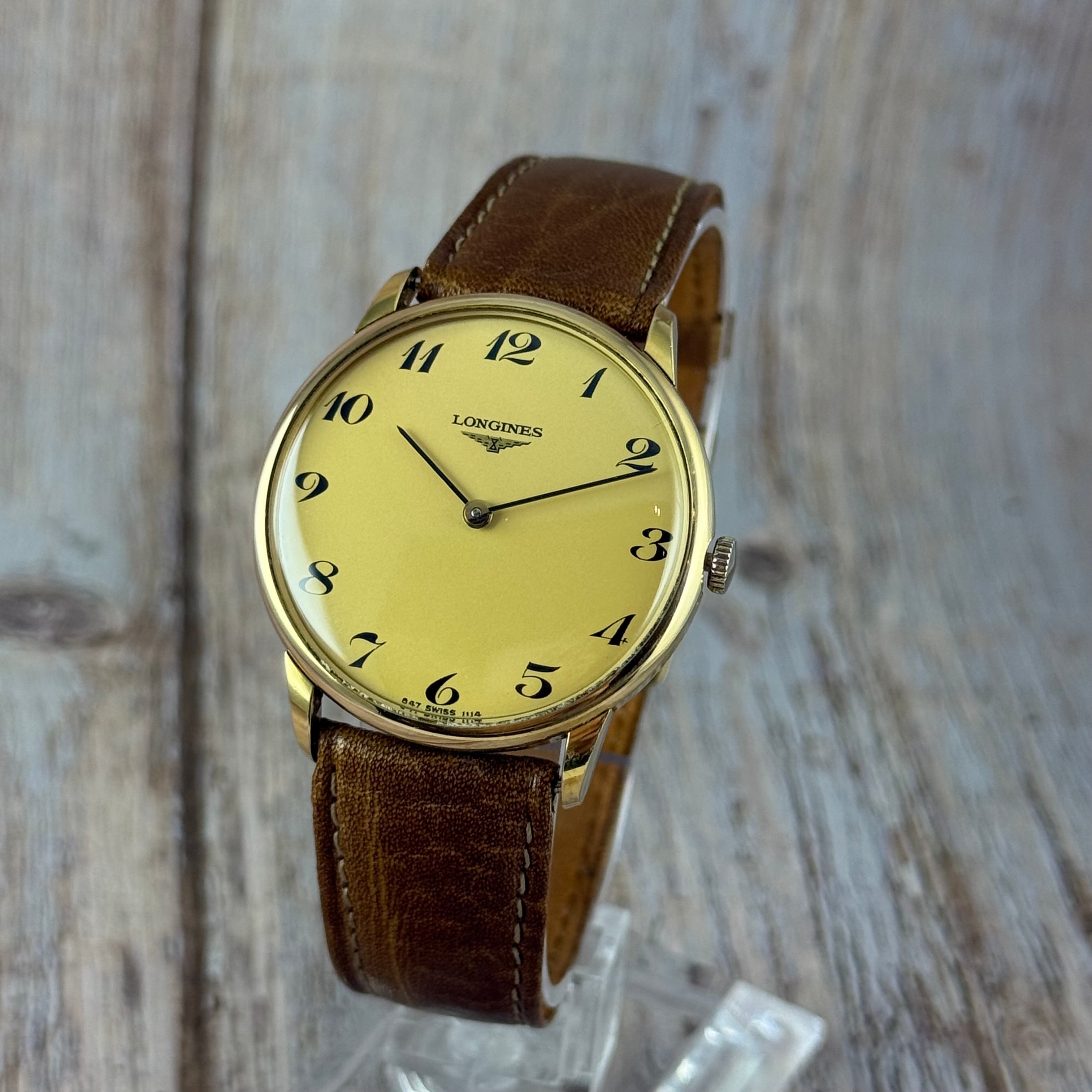 Vintage Longines Breguet Dial Men’s Manual Wind Watch 34mm Gold Plated Working