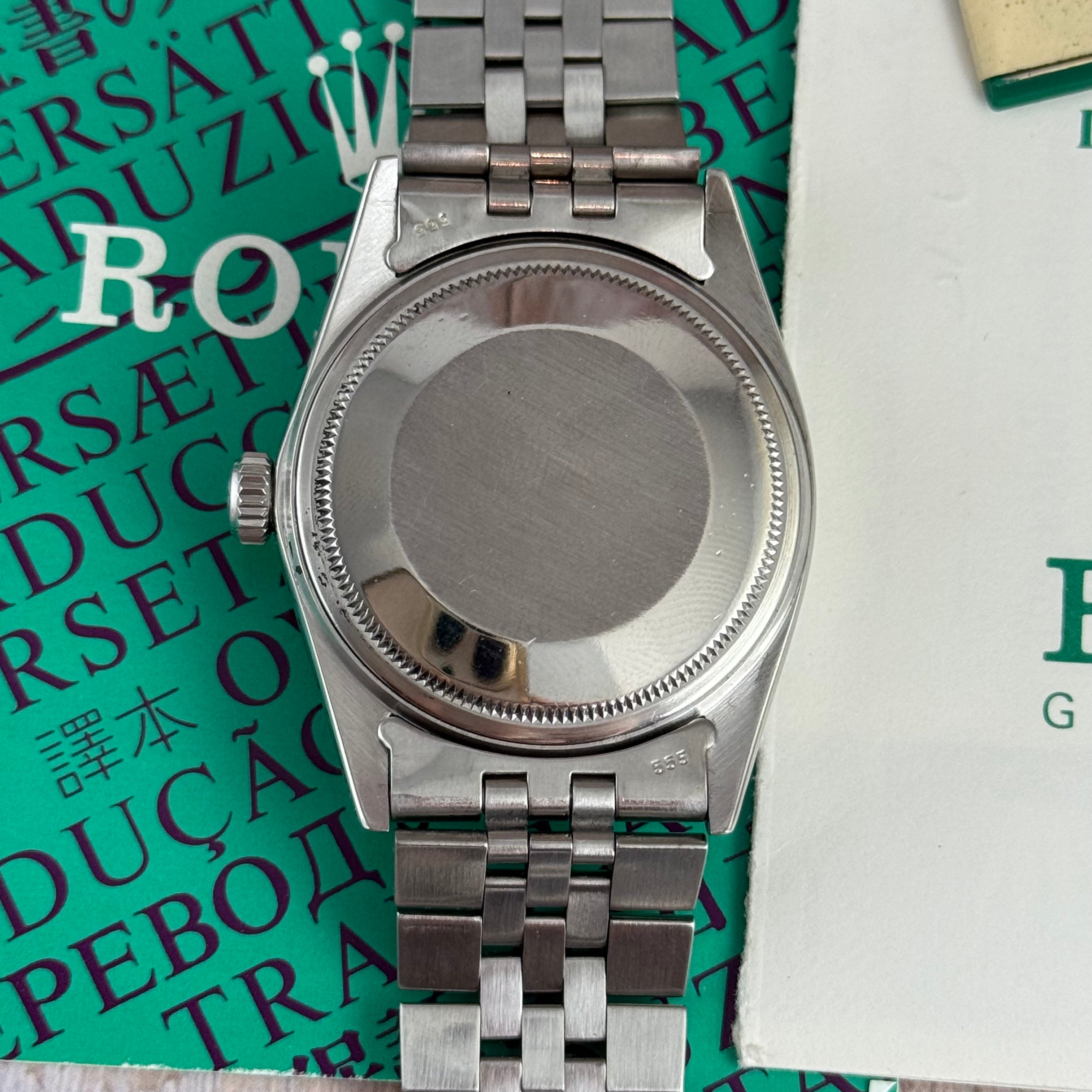 1983 Rolex Datejust 36 men’s steel wrist watch w box and papers (16030)